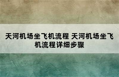 天河机场坐飞机流程 天河机场坐飞机流程详细步骤